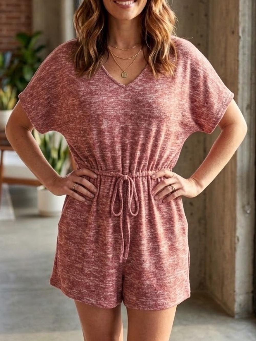 NWOT Urban Renewal Space Dyed Knit Romper Kimono Sleeves Size Large